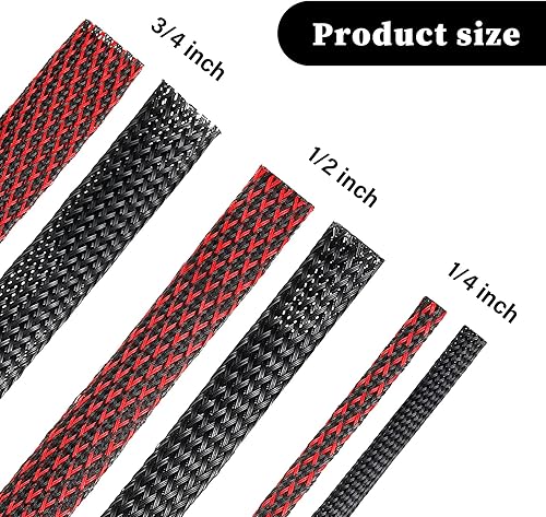 Miniatura 2 de Fundas trenzadas de telar de alambre de 96 pies para organizar cables con 127 piezas de tubos termorretráctiles para cables de audio y video contra