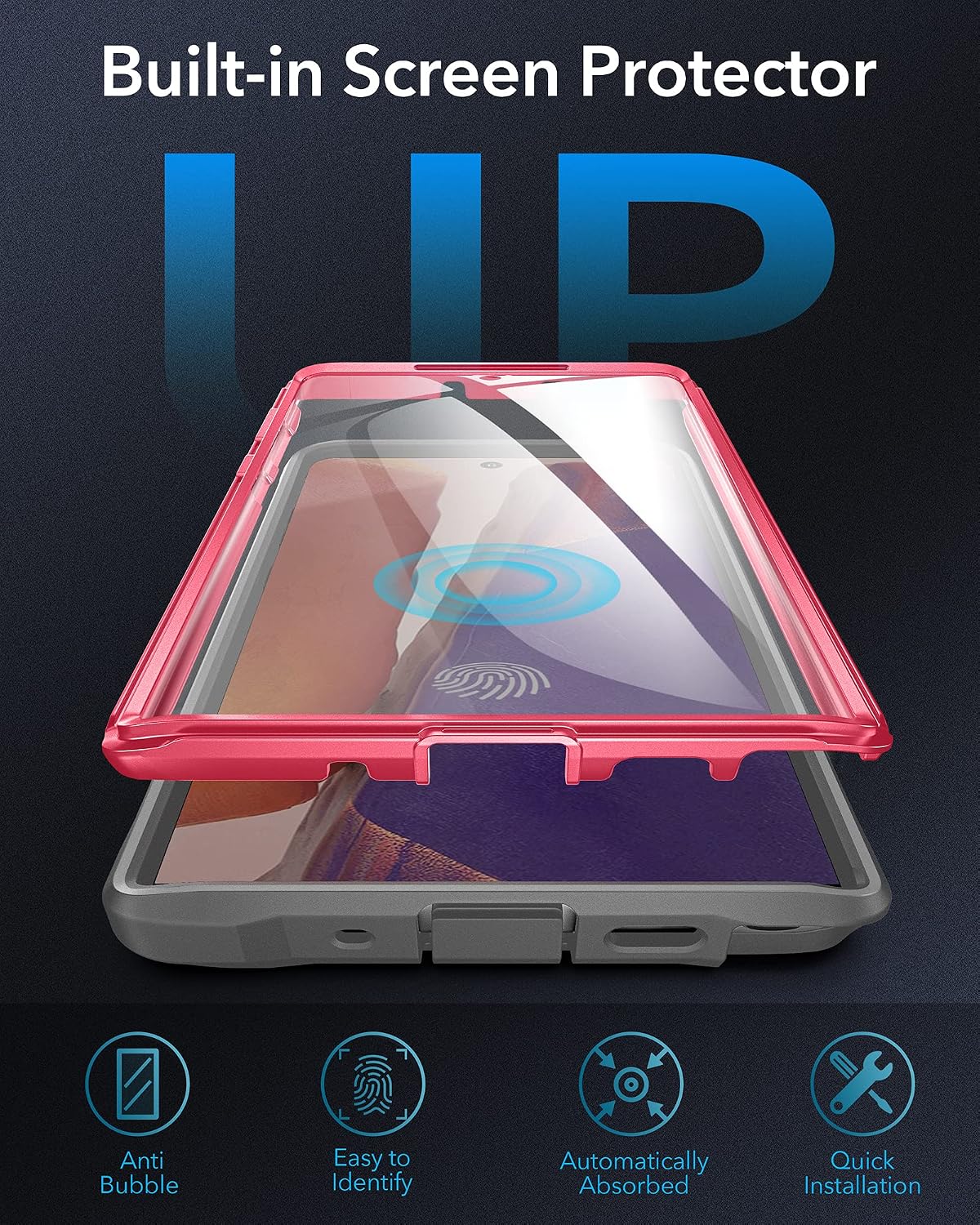 YOUMAKER Kickstand Designed for Samsung Galaxy Note 10 Plus Case with Built-in Screen Protector Full Body Protective Heavy Duty Shockproof Cover for Galaxy Note 10 Plus 5G 6.8 Inch - Pink/Gray