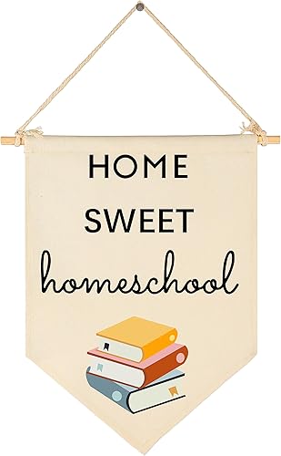 Home Sweet Homeschool - Arte de pared inspirador para sala de lectura, decoración de bandera positiva para el hogar, estudio, sala de aprendizaje,