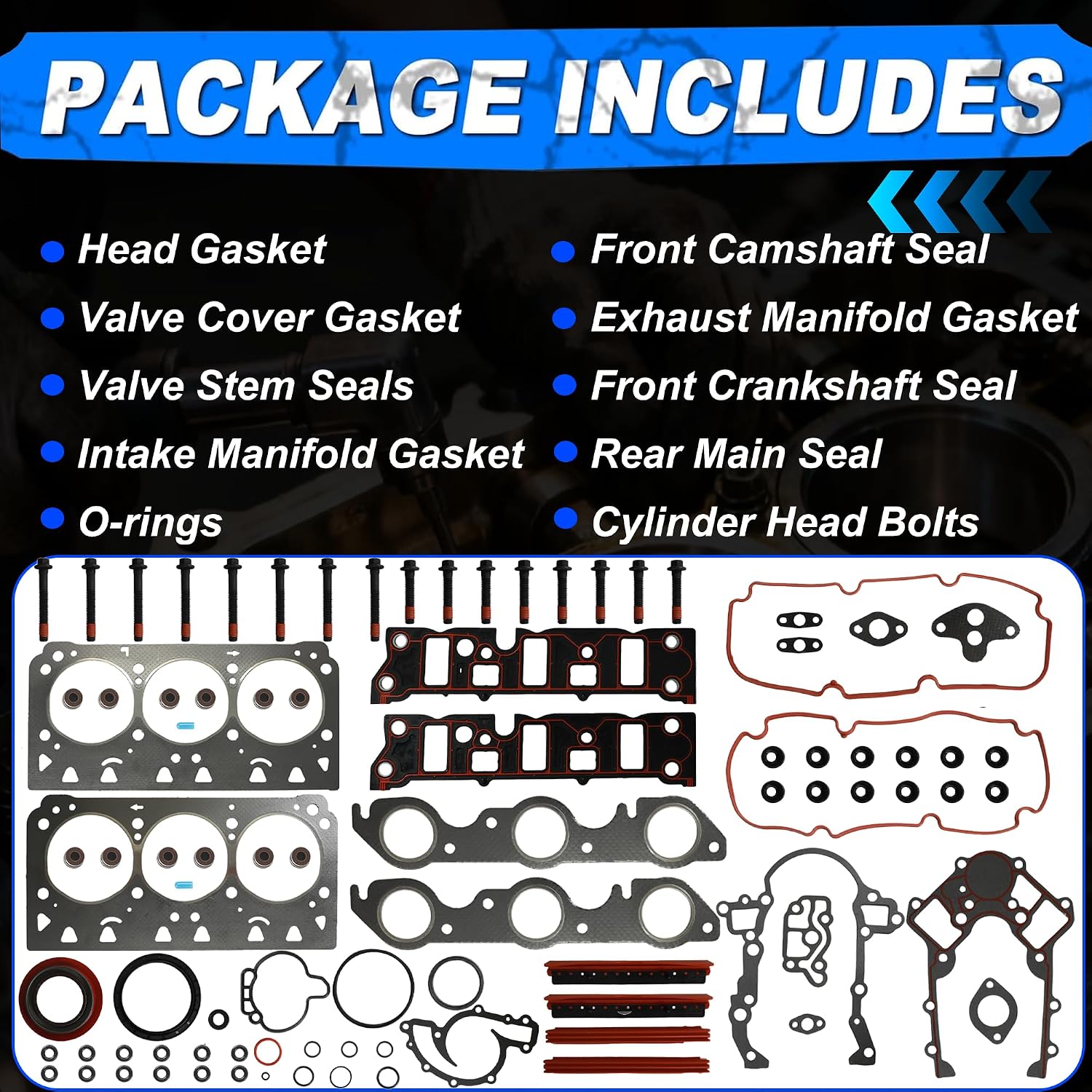 3.8 Full Gasket Set w/Cylinder Head Bolts Fit for 1995-2002 Chevrolet Camaro Pontiac Firebird 3.8L VIN K HS9917PT-1 HS9917PT-2 ES74033