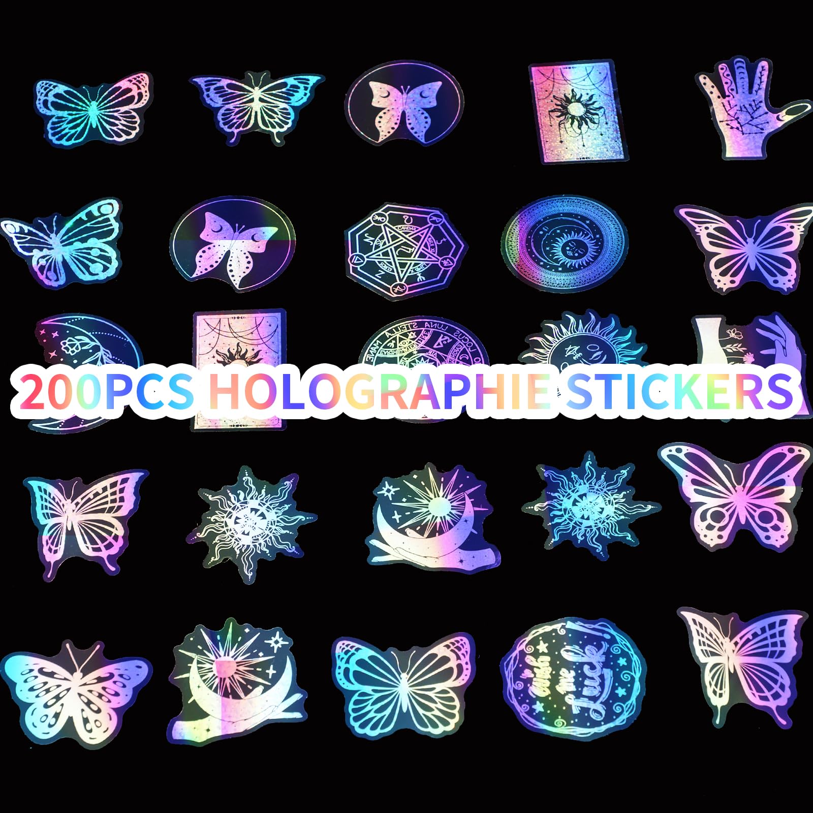 120 Holografische Schmetterling-Aufkleber – 6 Glitzernde Themen, Wasserfest & Transparent – Perfekt Für Scrapbooking, Harz & Deko