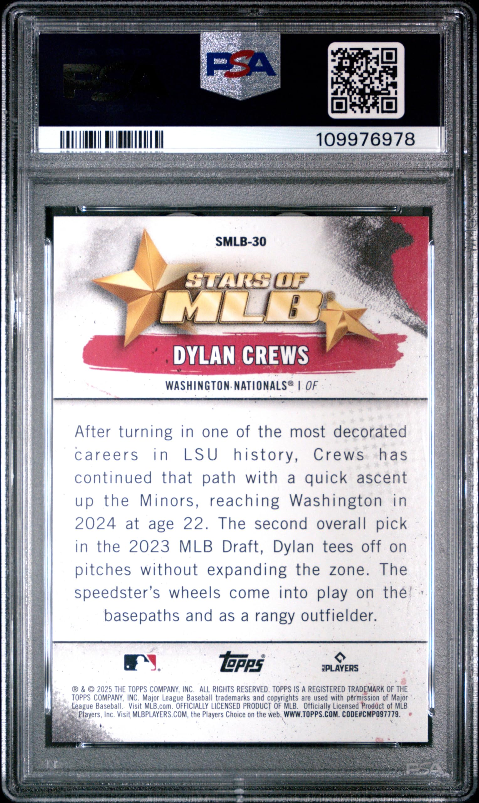 Amazon.com: Graded 2025 Topps Dylan Crews #SMLB30 Stars of MLB