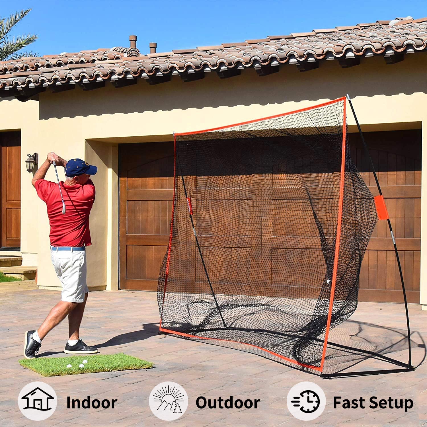 Filet de Golf Practice Filet Dentraînement de Golf Hitting Net Filet Golf Entrainement Portable, Filet de Golf Familial pour l'intérieur et l'extérieur avec Sac de Transport
