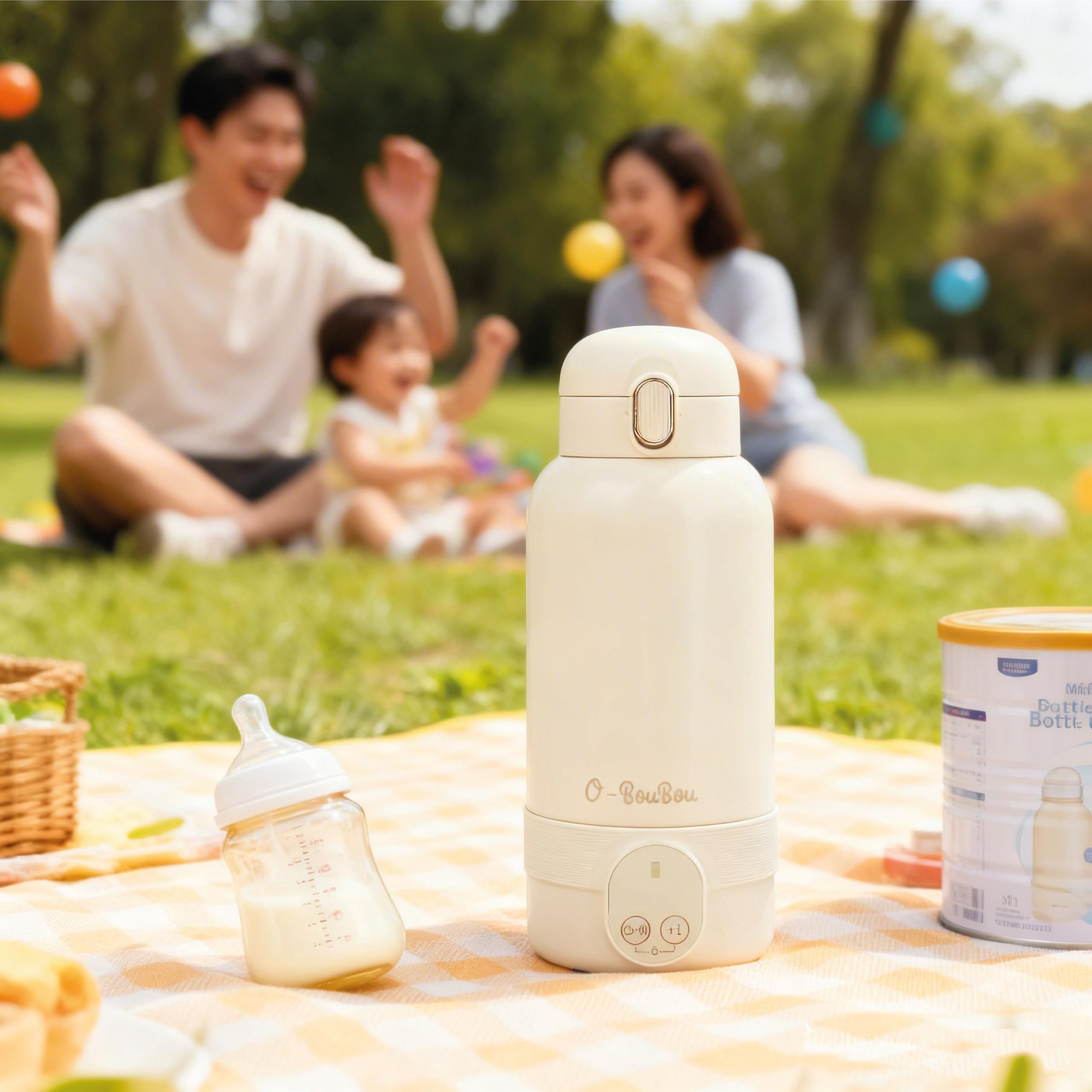 Scaldabiberon Portatile – Scalda Biberon Neonato – Capacità 500 ml – Latte Materno e Acqua – Acciaio Inossidabile – per la Notte, le Gite e i Viaggi – Riscaldamento Rapido – Batteria a Lunga Durata