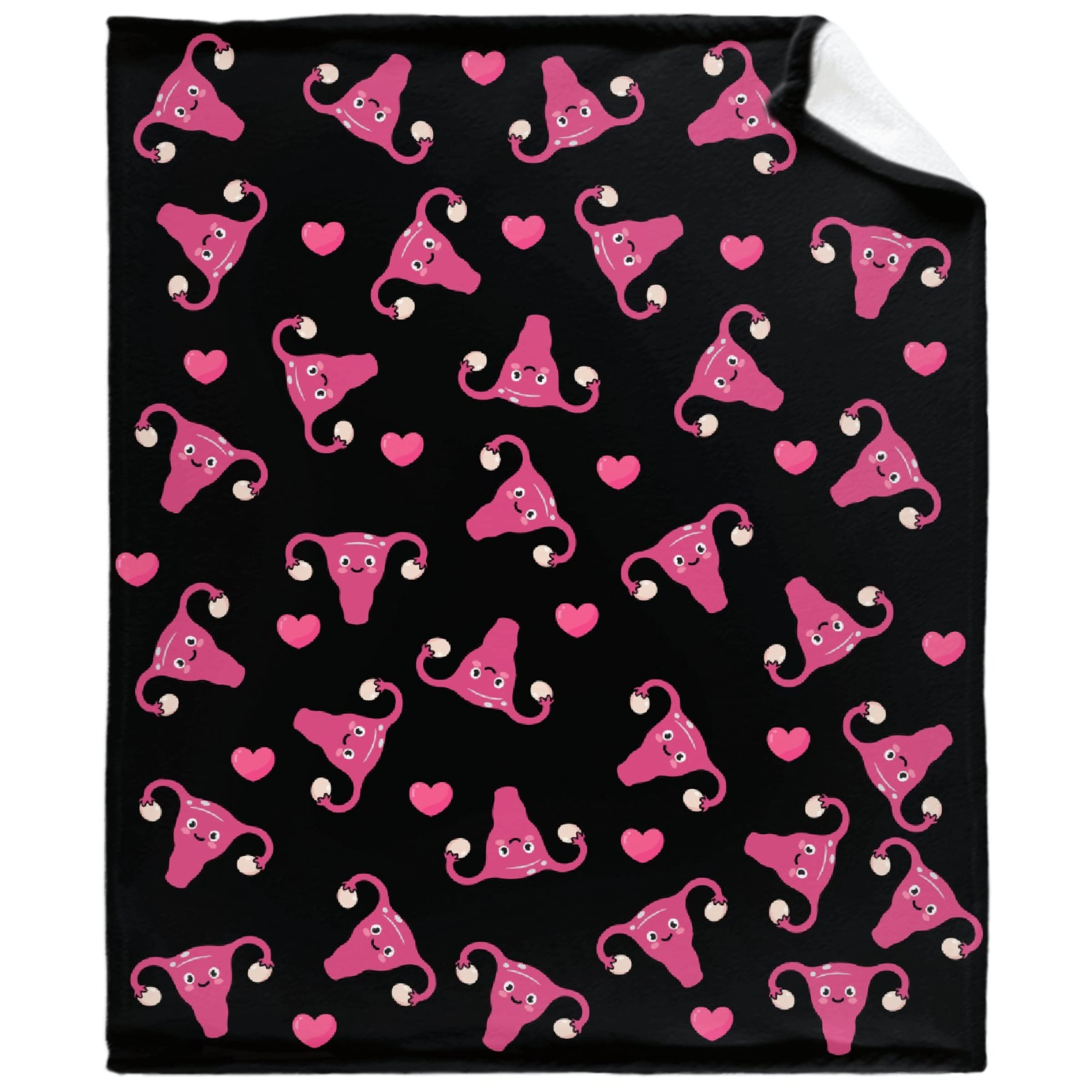Thuswarm Cute Uterus Heart Flannel Throw Blanket Warm Cozy Soft Funny Print Blankets for Bed Couch Sofa Room Decoration Gifts 60