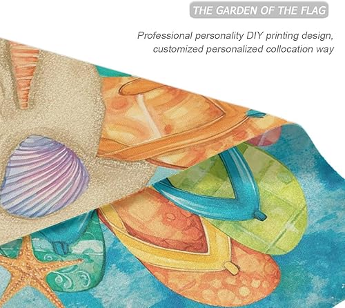 Miniatura 4 de Bandera para casa con diseño de sandalias, 28 x 40 pulgadas, doble cara, diseño tropical de estrella de mar, conchas y arena, letrero de bienvenida