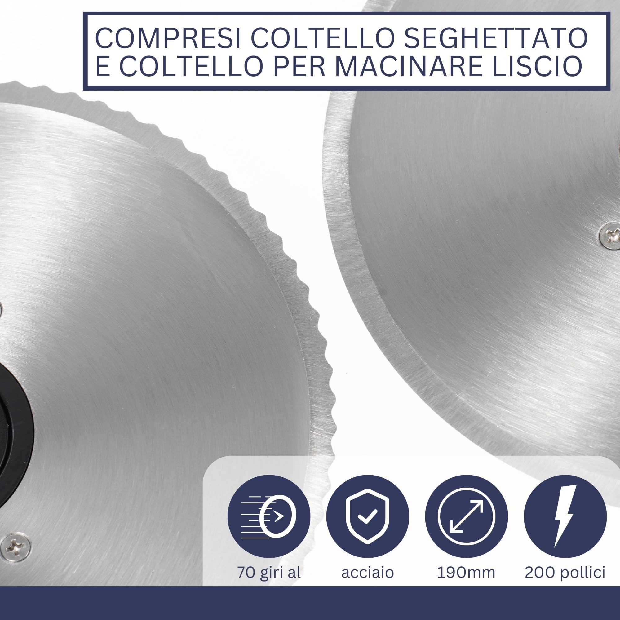 Sommertal AS190 DUAL Tranciatrice universale da 200 W in acciaio inossidabile con lama seghettata e affilatura liscia, compatta, elettrica, affettatrice per pane, affettatrice professionale, moderna