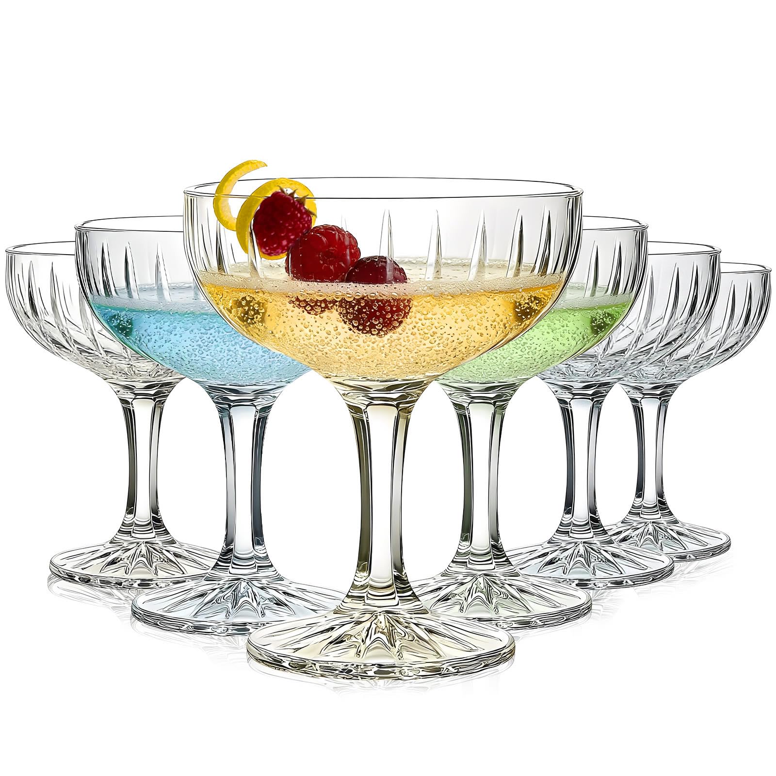 MYKAGS Set of 6 Martinis Cocktail Glasses, 229ml Classic Martini Glasses for Margaritas Cocktails and Mixed Drinks