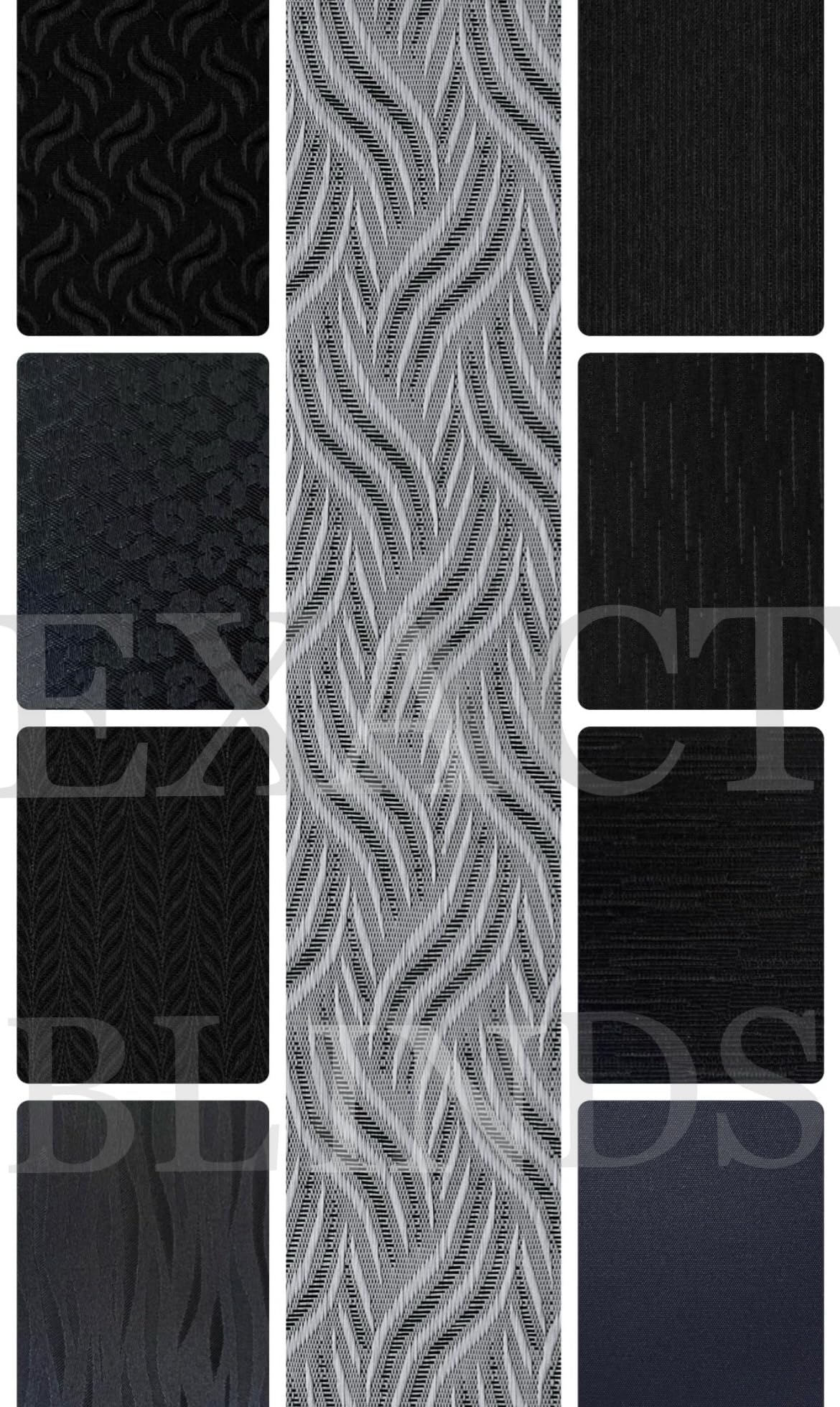 Exact Blinds Black Vertical Blinds Replacement Slats Made To Measure 89Mm (3.5") Manufactured By