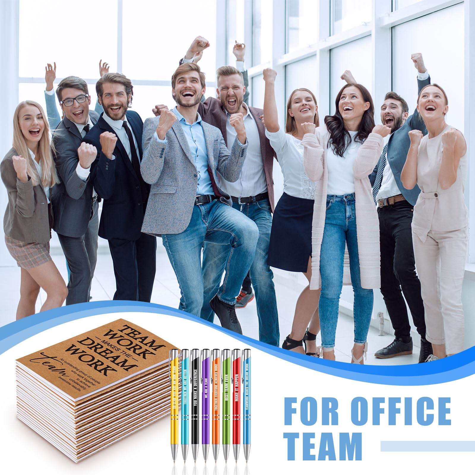 Sabary 100 Pcs Team Appreciation Gifts Team Notebooks for Employees Thank You Gifts Bulk Inspirational Spiral Notepads with Sticky Notes Pens for Office Coworkers Staff Team Volunteer Teachers Nurse