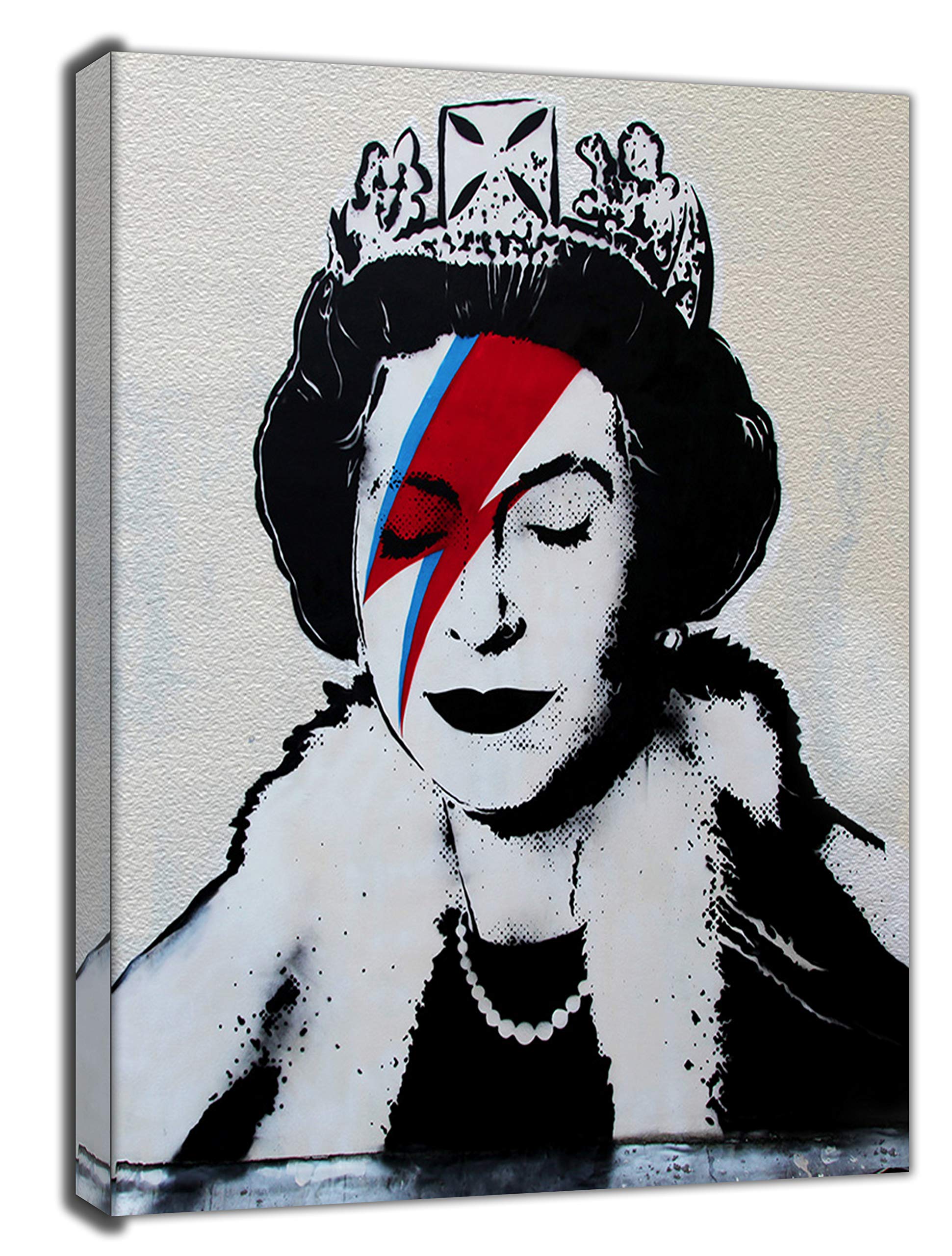 Artsprints Queen As Ziggy Stardust Paint By Banksy Reprint On Framed Canvas Wall Art Home Office Decoration 20 X 16 Inch(50X 40 Cm) -38Mm Depth