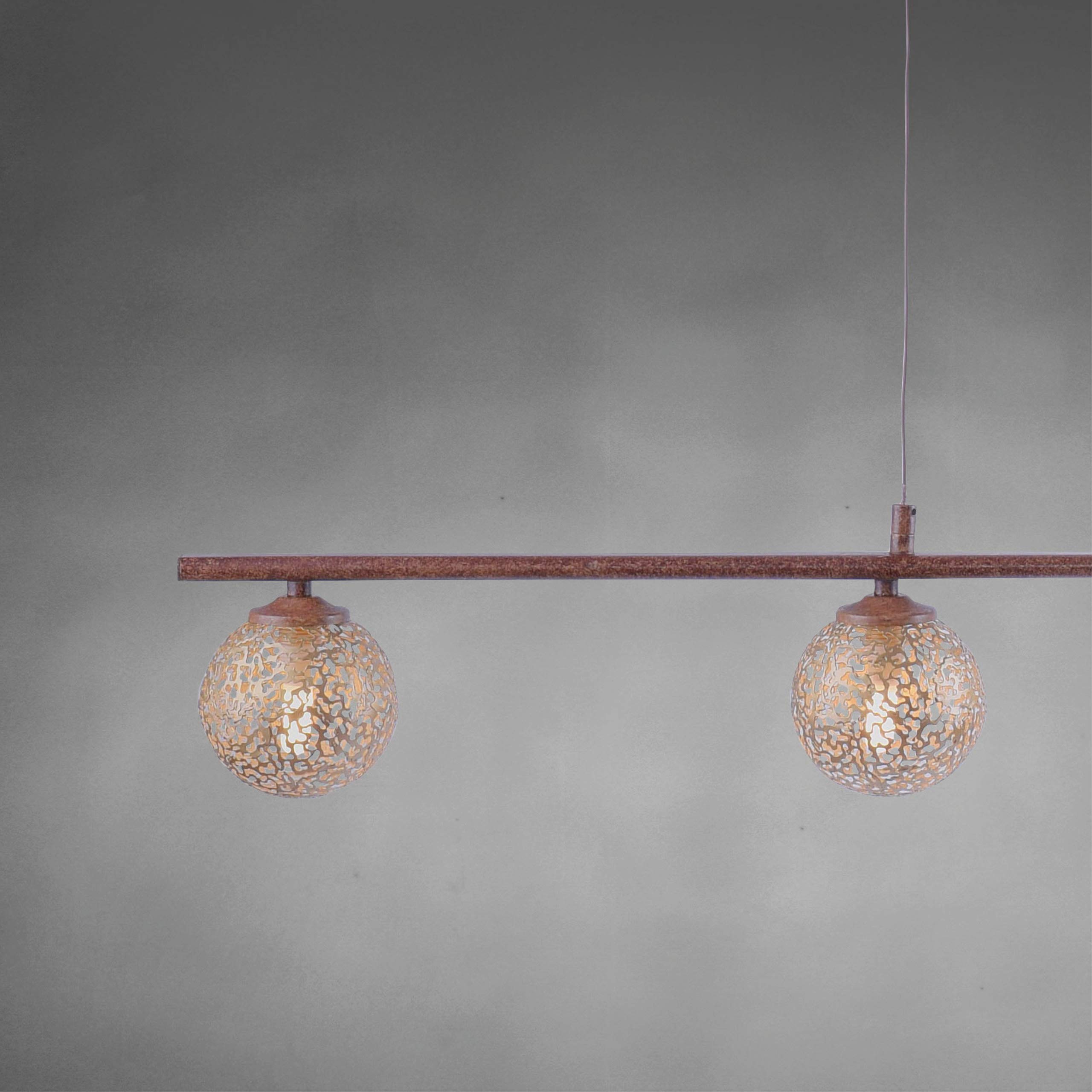 SellTec LED Pendelleuchte Kugel rost Landhaus, warmweiß G9 wechselbar Kugel