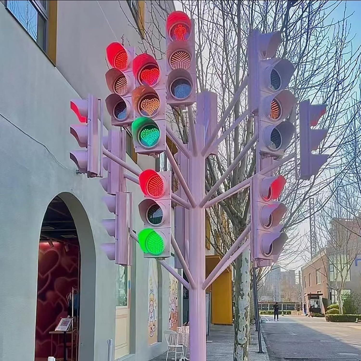 Amazon.co.jp: こうつうしんごう ハート型信号機、工業用壁ランプ表示