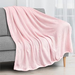 PAVILIA Light Pink Fleece Throw Blanket for Couch Twin Size, Blush Pink Super Soft Fuzzy Flannel Throw for Sofa, Luxury Plush Microfiber Blanket Twin Bed, Home Decorative Velvet Gift Blanket, 60x80
