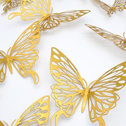 Miniatura 4 de 72 calcomanías 3D de pared de mariposas 3D de 3 tamaños, calcomanías de mariposas extraíbles, decoración de dormitorio de niños y boda, patrón N
