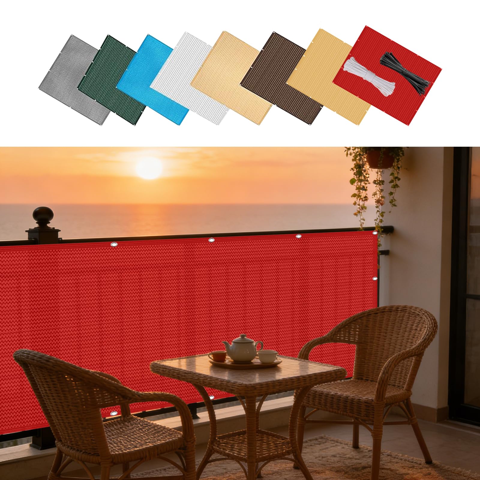 Ogrodzenie Ogrodowe 70 x 750 cm Hdpe, Ochrona Przed Słońcem I Oddychalność, Ochrona Przed Wiatrem I Promieniowaniem Uv, Osłona Na Ogrodzenie Na Werandę Na Zewnątrz, Czerwony