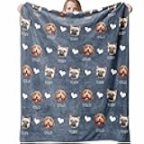Custom Blanket with Pets Pictures & Name Personalized Funny Cat Dog Face Throw Blankets Soft Warm Plush Fleece Customized Blanket for Couch Bed Sofa Gifts for Dog Dad Mom Pet Lovers