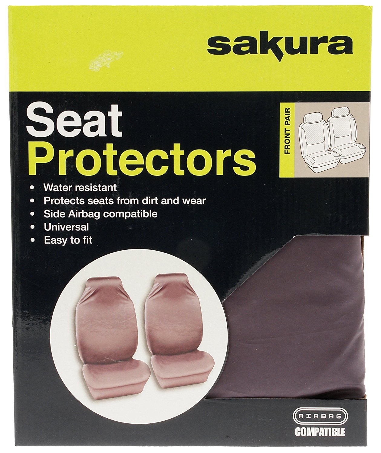 Sakura Car And Van Front Seat Protectors DFFP1 - Pair Of Grey Water Resistant Covers - Universal Fit- Side Airbag Compatible