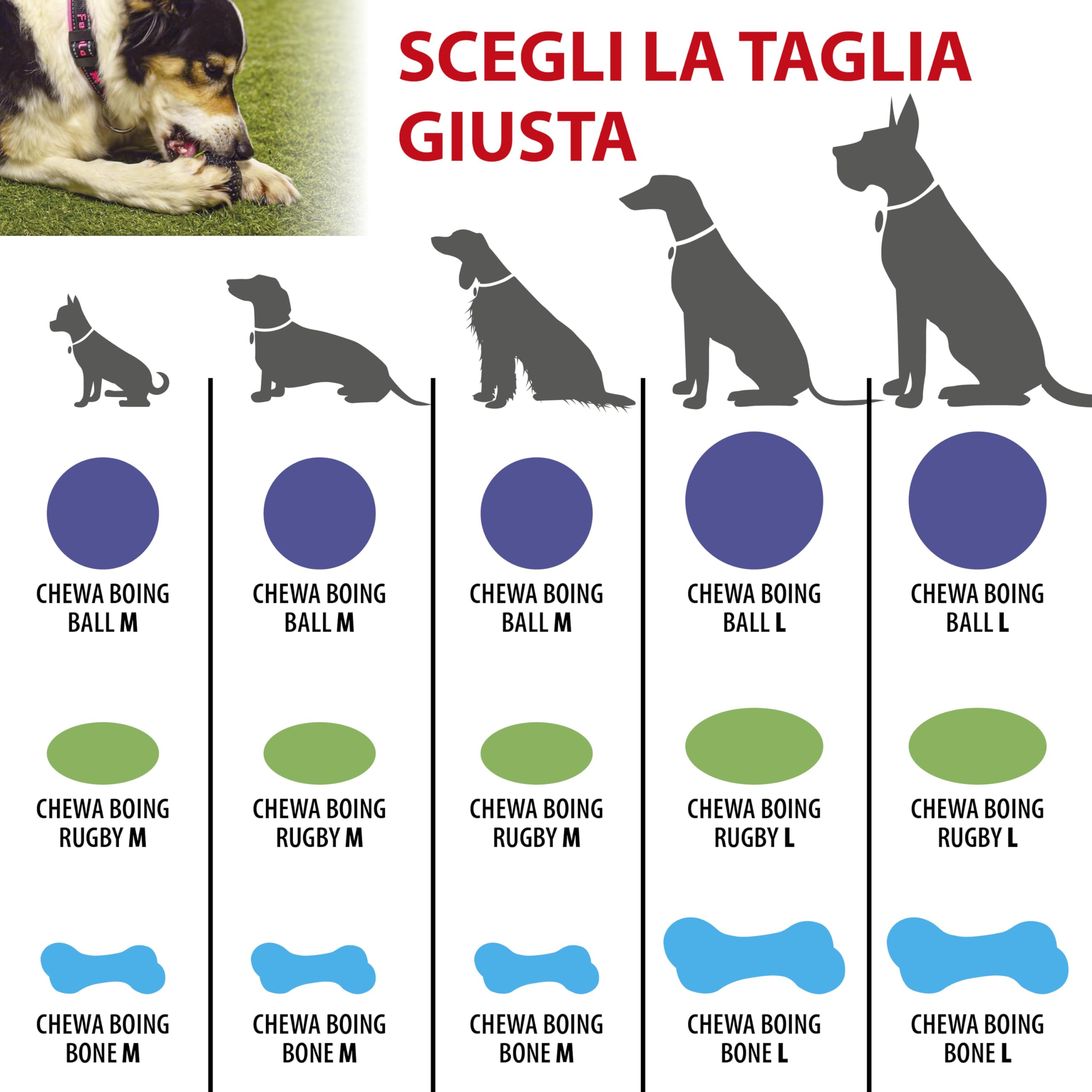 Ferplast Gioco Cane, Dispenser Crocchette Cani, in Materiale Durevole, Atossico, Resistente ai Morsi, Igiene Dentale del Cane, Rimbalza e Galleggia, CHEWA BOING Pallina Porta Crocchette Cani, Nero