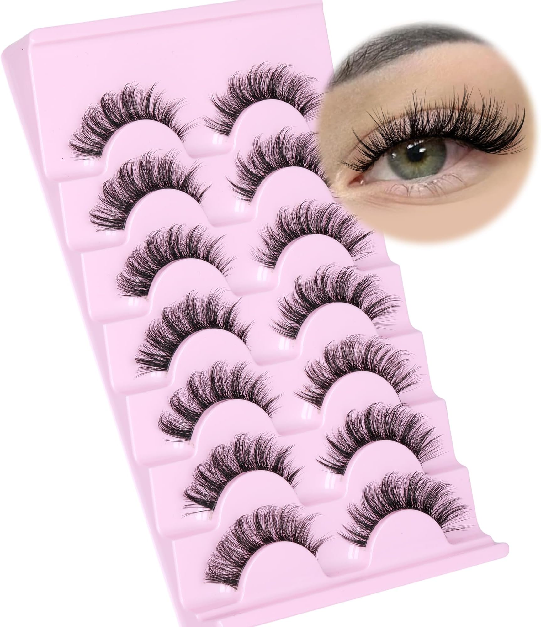 False Eyelashes Natural Look 16mm Wispy Fake Lashes Cat Eye Strip Lashes That Look Like Extensions 3D Fluffier Faux Mink Fake Eyelashes Pack by ALPHONSE