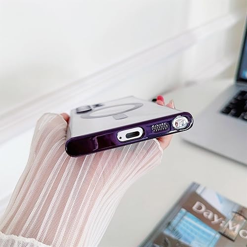 Miniatura 6 de Diseñada para Samsung Galaxy S22 Ultra, funda magnética con purpurina chapada en degradado compatible con MagSafe, con protector de lente de cámara,