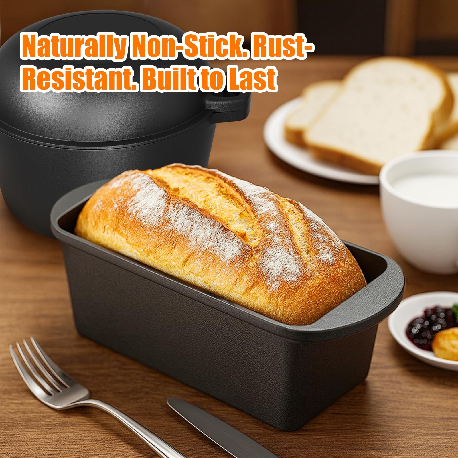 GFTIME Cacerola de hierro fundido de 26 cm, incluye molde para pan con tapa, incluye cesta de fermentación, resistente molde para pan con tapa, ideal para pan, pan de hierro fundido, molde para pan
