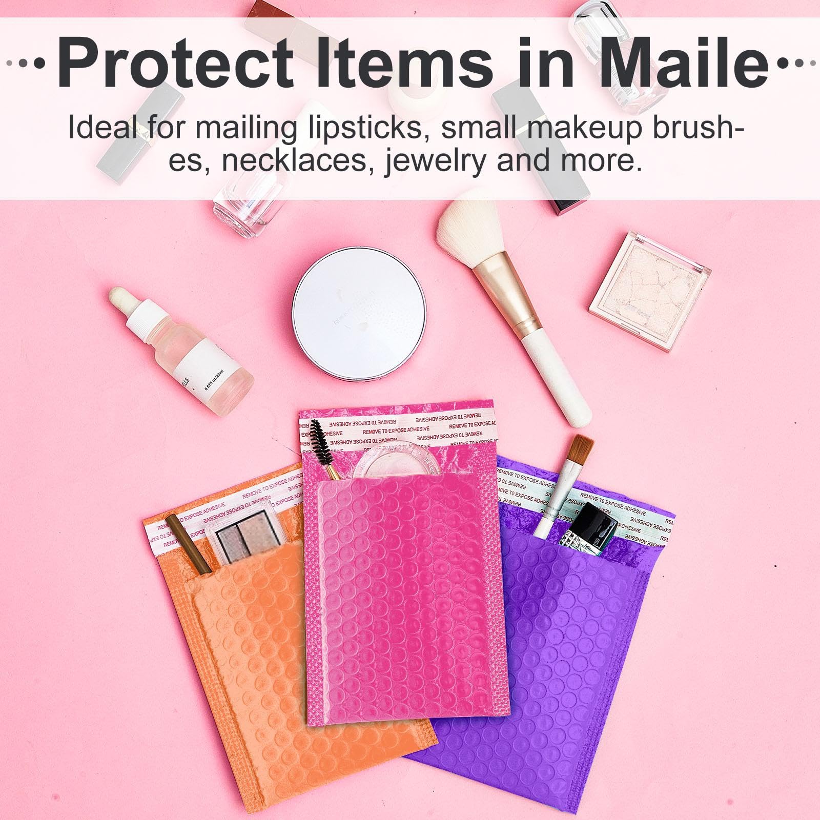 Henoyso Lot de 162 enveloppes d'expédition colorées à petites bulles en polyéthylène - 10,2 x 15,2 cm - Sacs d'expédition rembourrés pour emballage d'expédition (violet, orange, rose rouge)