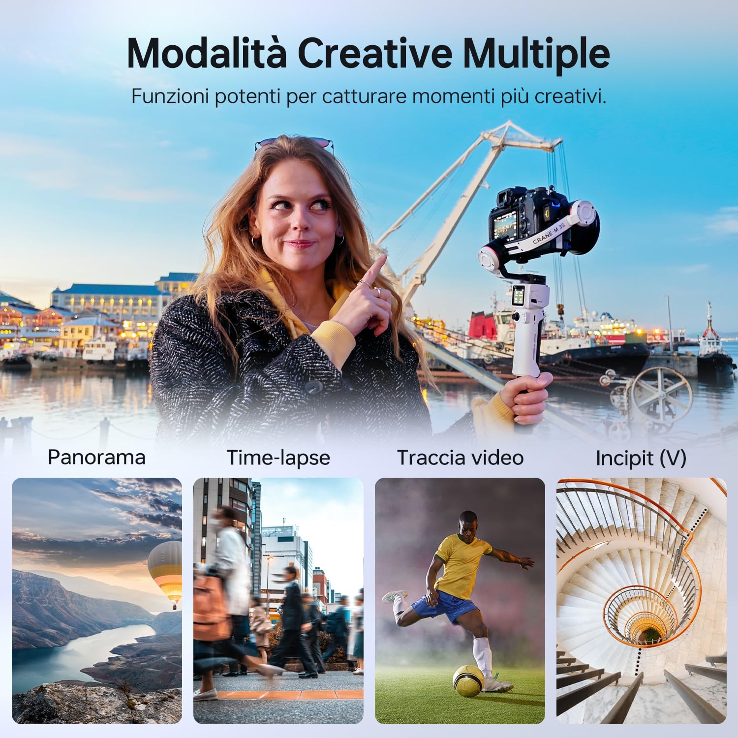 ZHIYUN Crane M3S [Ufficiale] Stabilizzatore Fotocamera a 3 Assi, con Luce di Riempimento Incorporata, Gimbal Fotocamera Leggera, 705g, per Videocamere Micro Single, Reflex