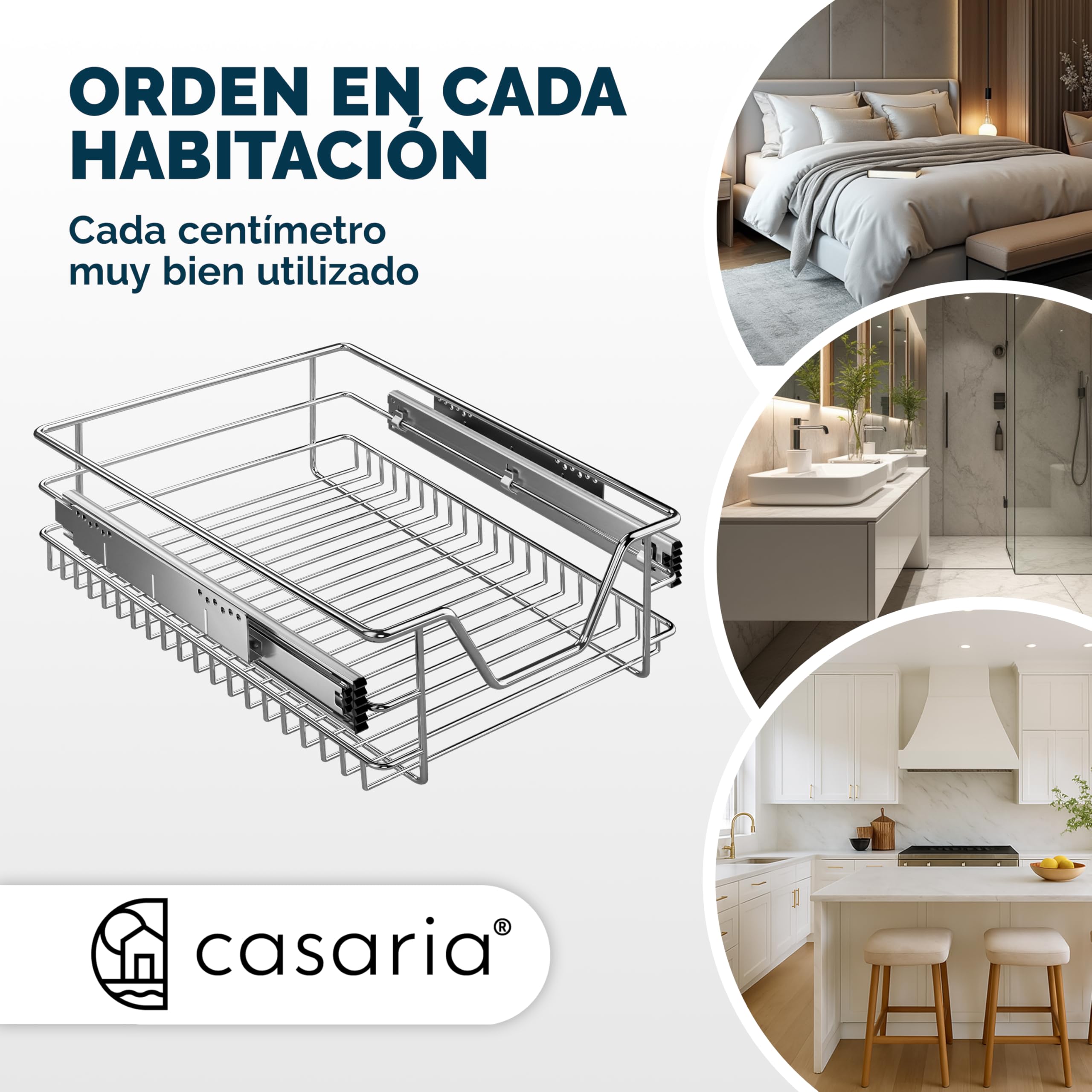 CASARIA® 4x Cajón Telescópico Armario Cocina 40cm Extraíble Carga 20Kg