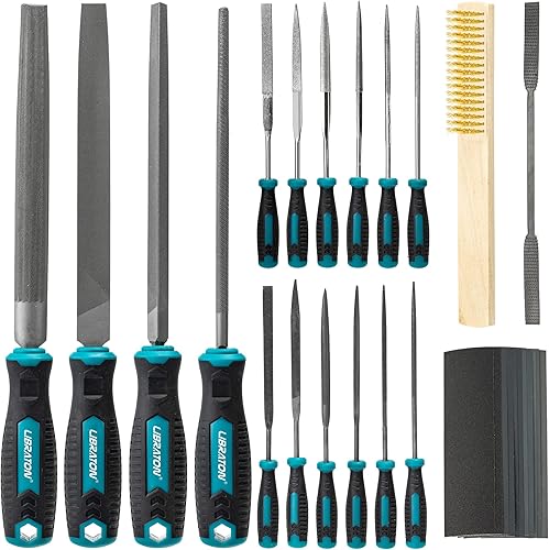 Miniatura 2 de Libraton Juego de archivos de metal de 31 piezas, limas de metal, limas de metal para acero, 12 limas de aguja con estuche, lima de rifler, 12