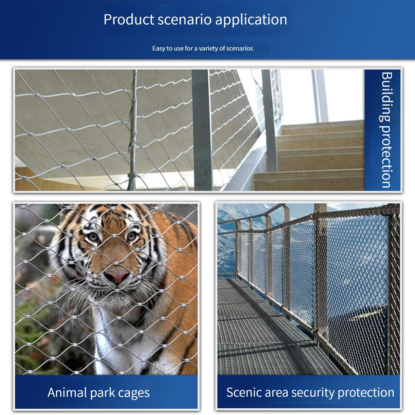 Puerta de seguridad de acero inoxidable para mascotas, grado 304, 5 cm de ancho, 2 mm de grosor, tamaño de 1 x 1 m, ideal para perros y animales pequeños, protección de escaleras y seguro