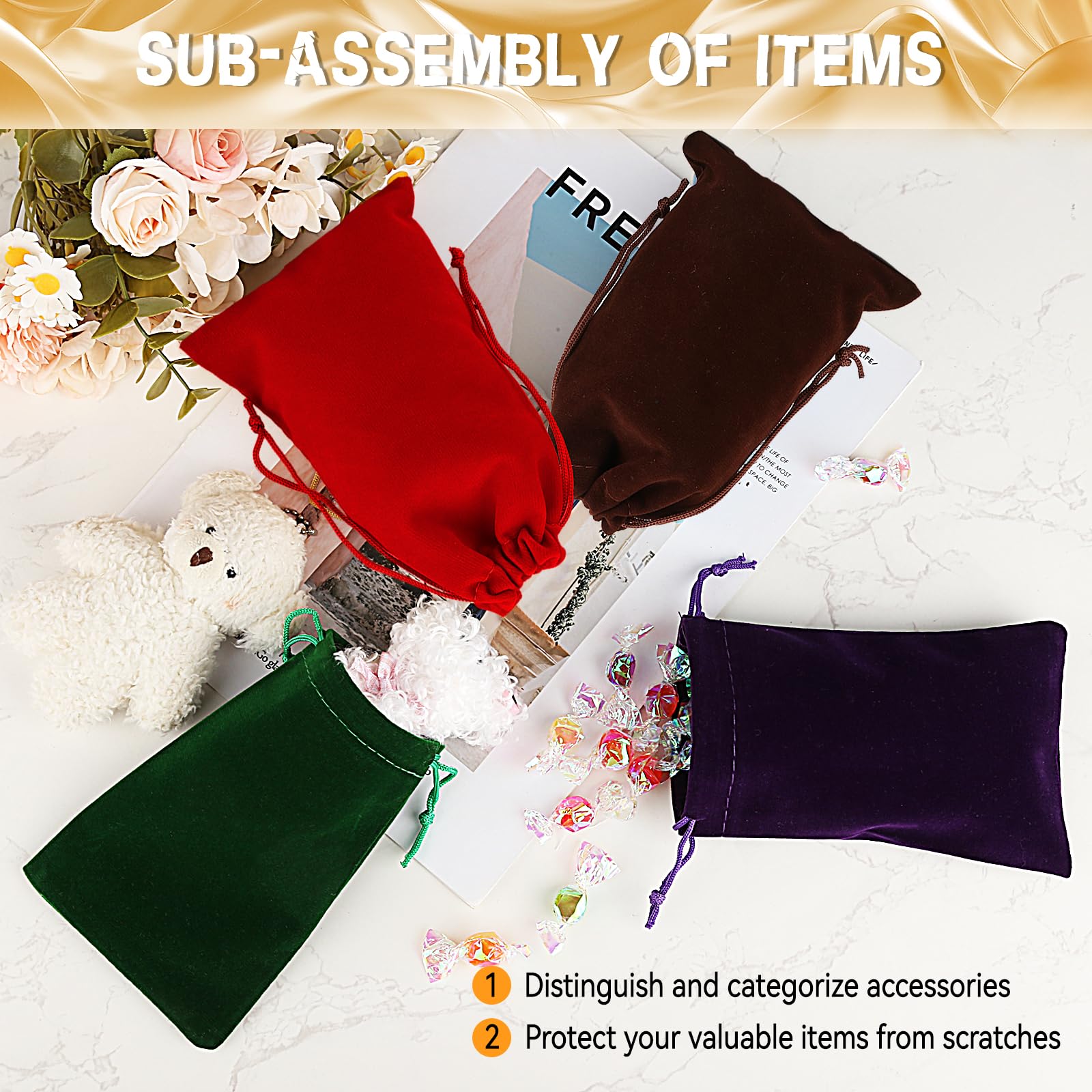 Nbeads 5 Pcs Velvet Bags, 10 ×15cm Sac En Velours Noir Velvet Pochettes Sacs De Bonbons De Noël Faveur Pour Bijoux Bouchons D'Oreilles Et Porte-Clés Ligne De Données