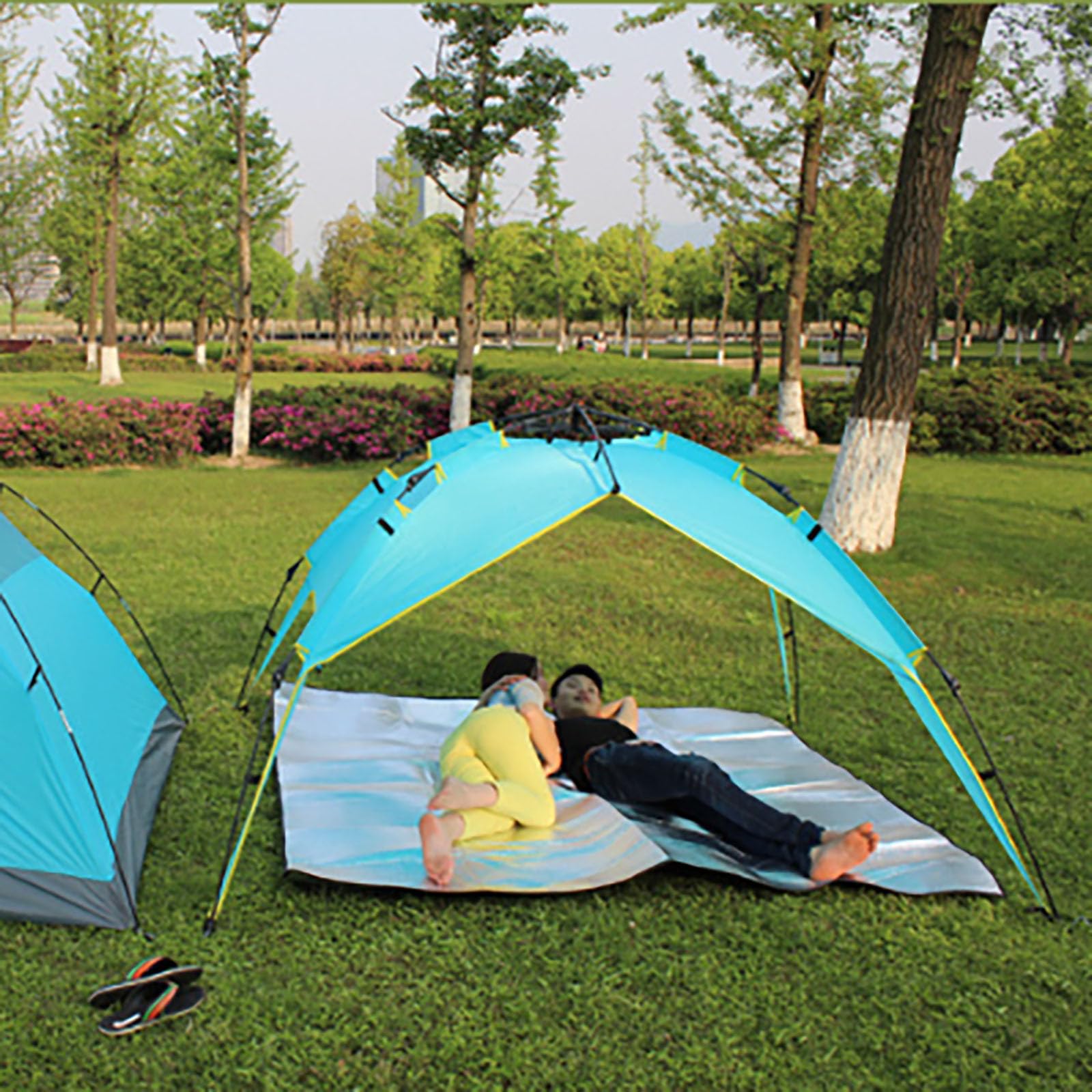 Tapis De Camping Aluminium 100x200cm – Imperméable Et Isolant En Mousse PVC Pour Randonnée, Pique-nique Et Plage