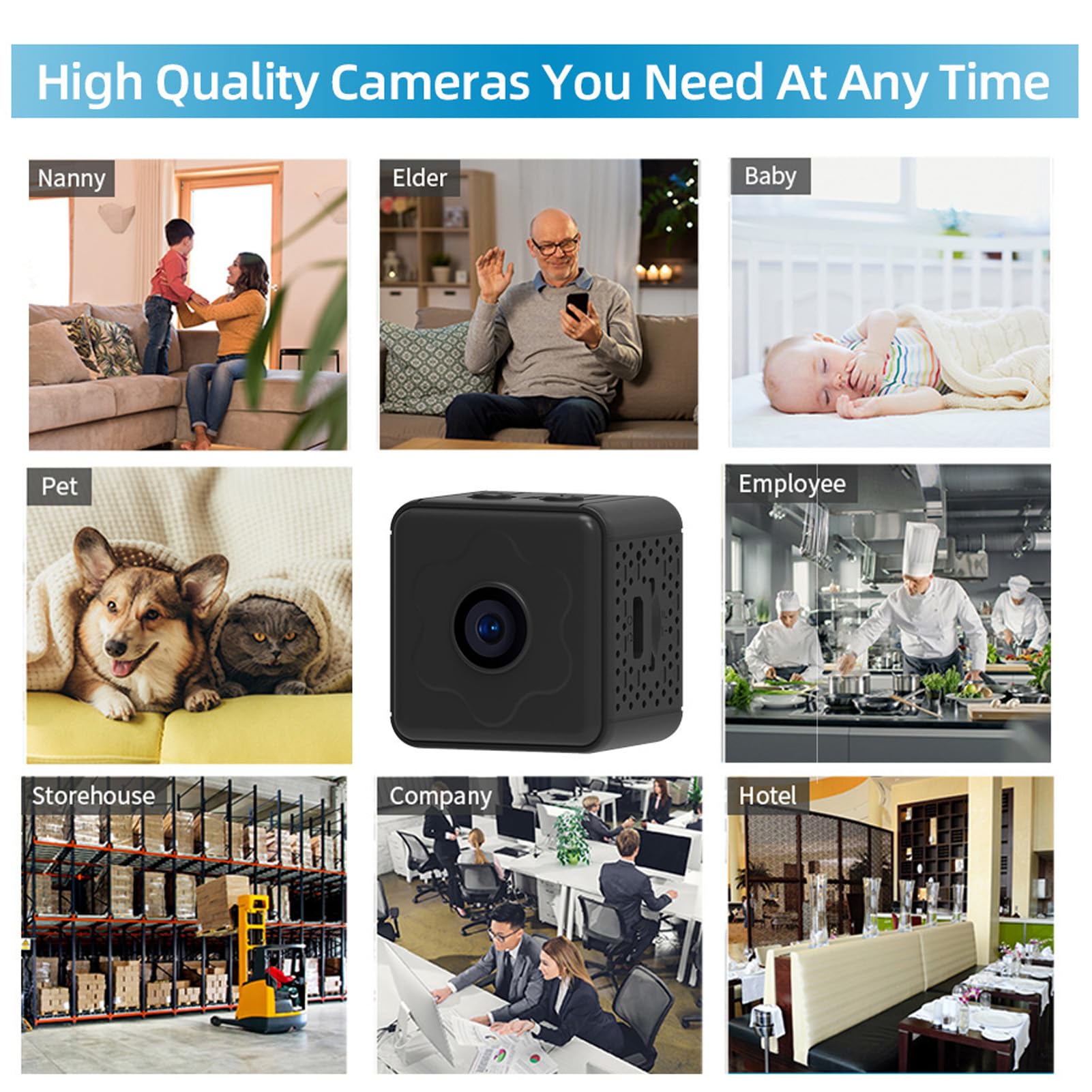 Goshyda Caméra Espion Cachée, Petite Caméra WiFi sans Fil 1080P avec Détection de Mouvement, Vision Nocturne, Conversation Bidirectionnelle, Montage Magnétique, Vidéo en Boucle, Vidéo