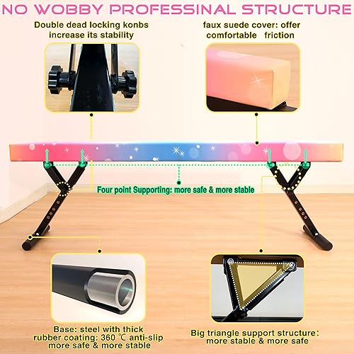 Miniatura 34 de MARFULA Viga de equilibrio ajustable de 8 pies de altura ajustable para niños y adolescentes de todos los niveles de gimnasia, equipo de gimnasia