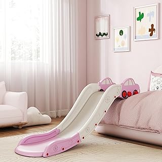 AIYAPLAY Kids Slide, Indoor Toddler Sofa Slide with Extended Length for Bed, Stairs, Easy to Assemble and Store, Pink