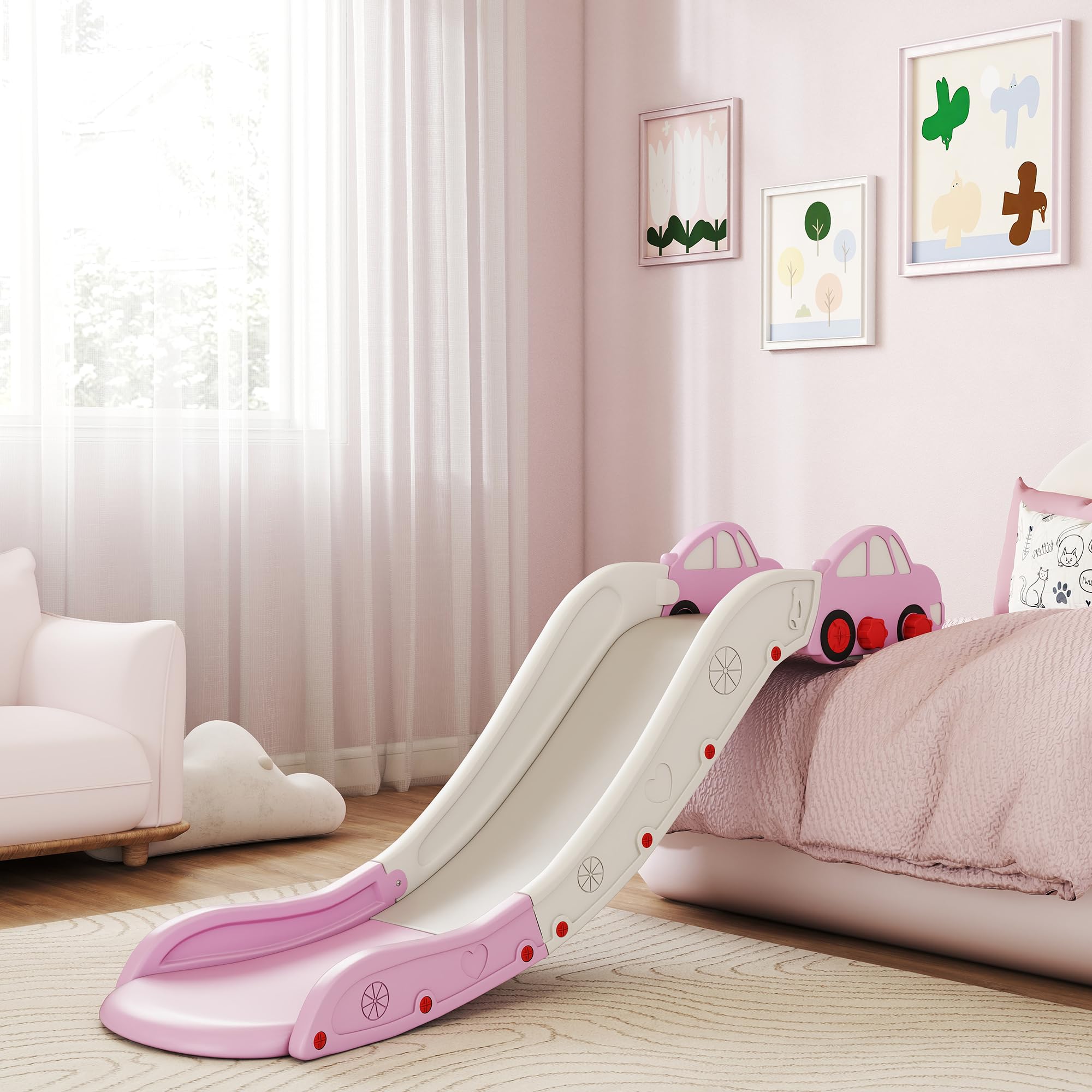 AIYAPLAY Kids Slide - Indoor Playground - Pink - HDPE Material - Max 30kg Load - 18-48 Months