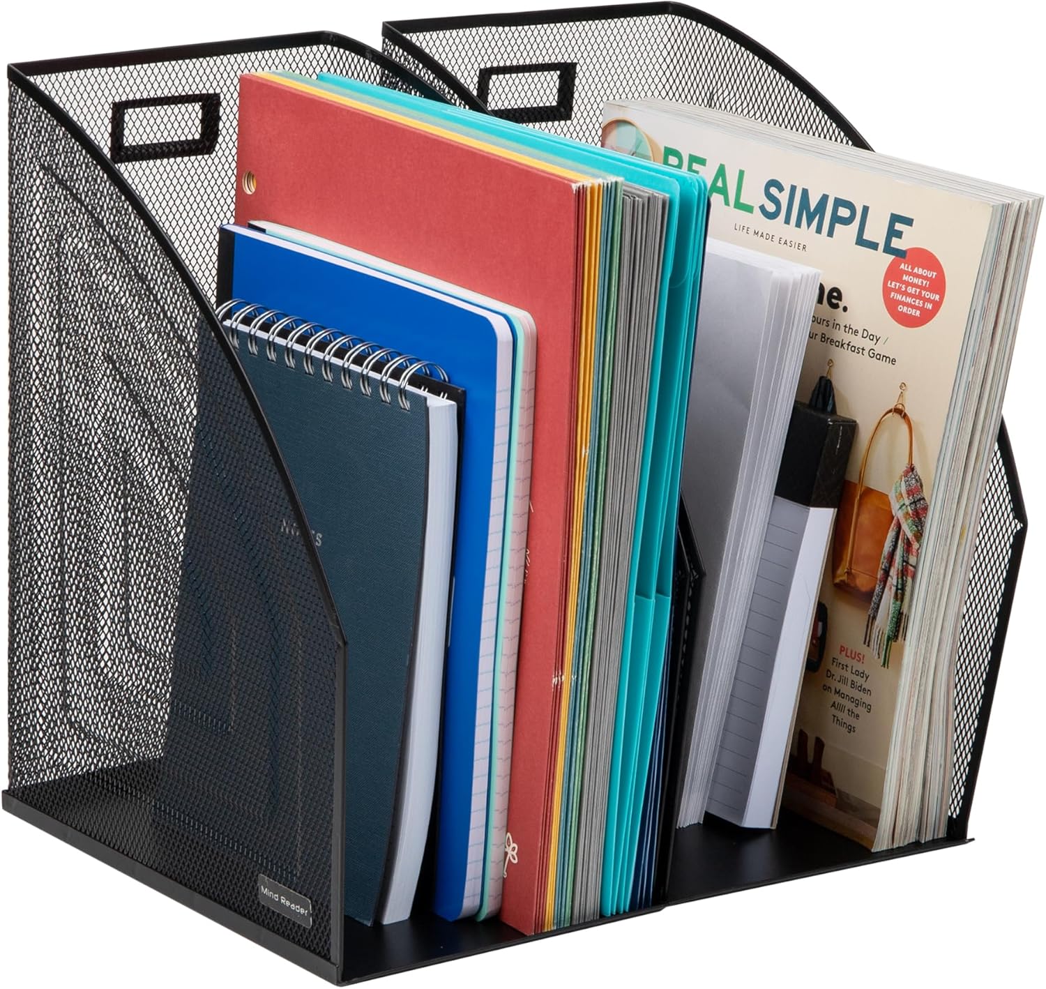 Black Steel Mesh Jumbo Magazine File Organizer Set