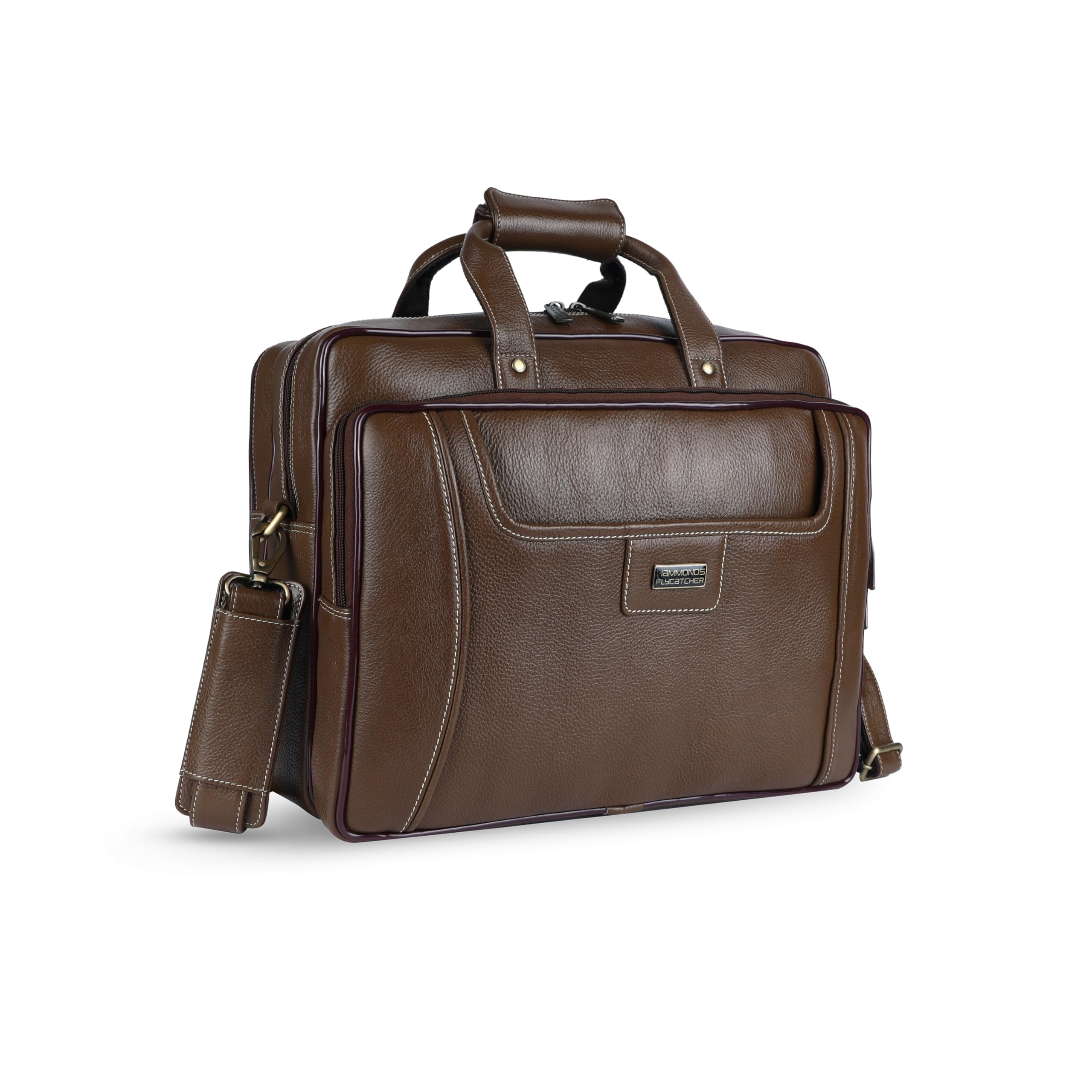 hammonds flycatcher Genuine Leather Office Bag for Men, Stylish 15.6 Inch Laptop Bag for Men for Office, Travel, Daily Use, Adjustable Strap and Multiple Compartments, 1 Year Warranty - Brushwood-picture-20