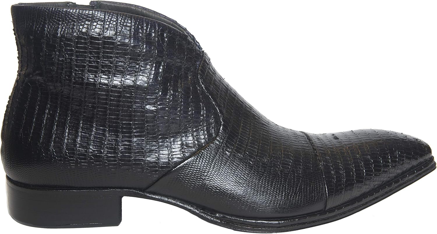 Jo Ghost1703 Italian mens black lizard print leather ankle boots
