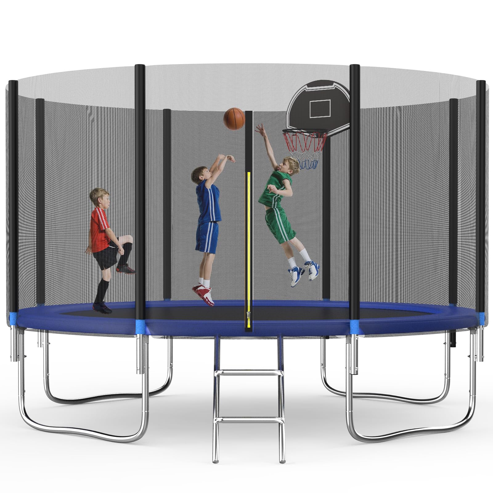 Trampoline 10FT Trampoline with Safety Enclosure Net, Trampolines with Basketball Hoop, Outdoor Trampoline and Trampolines for Kids and Adults for Backyard Park-ASTM Approved Box 1/3 only 