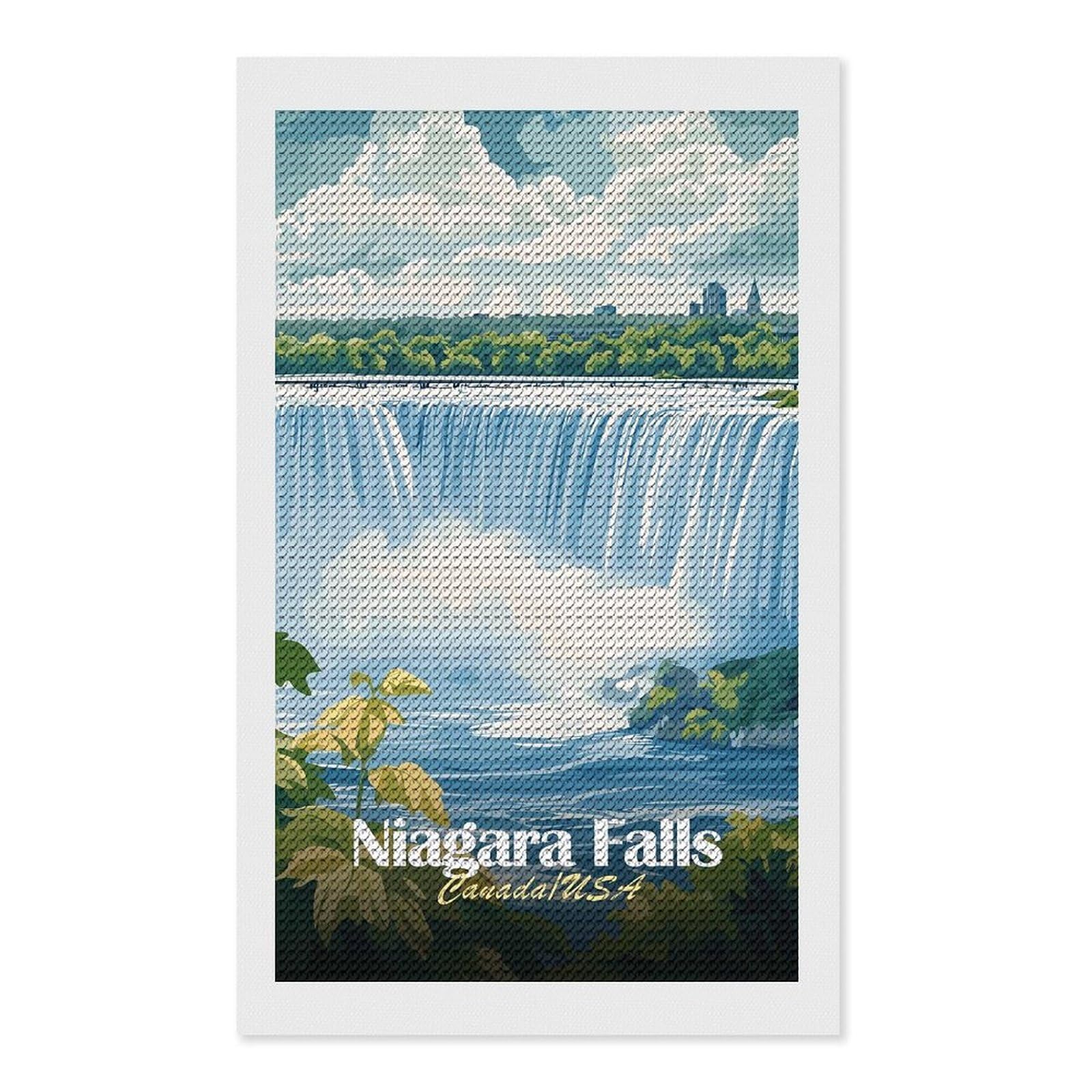 Junmoney Niagara Falls Canada USA Illustration Diamond Painting Kit 12"x20", Festive Craft Gift, Bedroom Decor, Full Kit Included, Creative Gift Idea