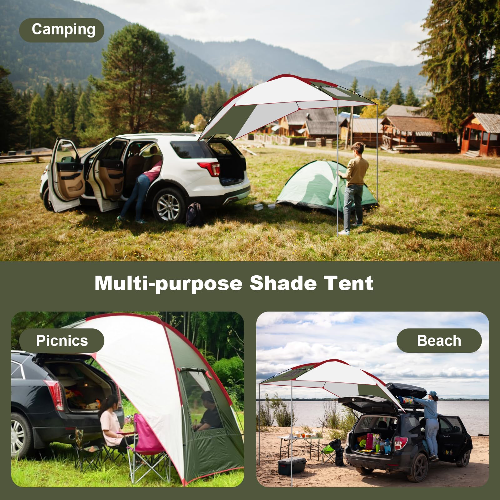 Toldo de Coche para Furgoneta, SUV, Autocaravana, Coche, camión, Tienda de Campamento, toldo Lateral Impermeable