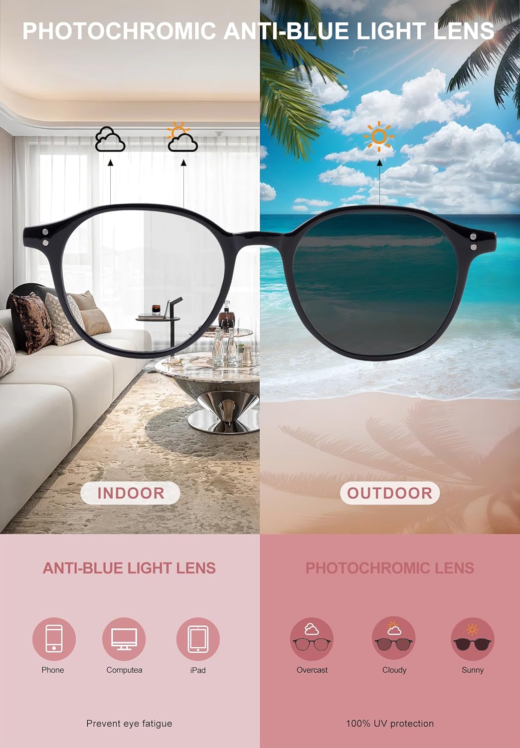 SKYWAY Photochromic Multifocus Reading Glasses women men Transition Sunglasses Blue Light Blocking Computer Readers
