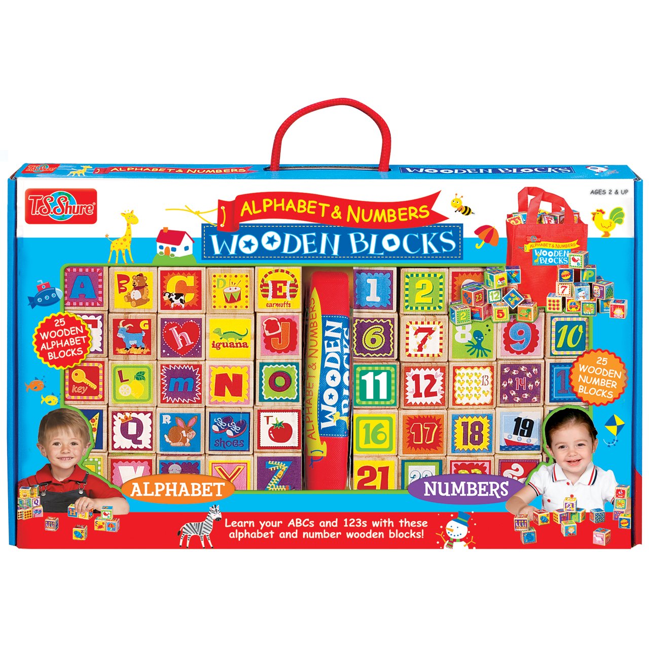 T.S. Shure Alphabet & Numbers Cutesie Wooden Blocks : Amazon.sg: Toys