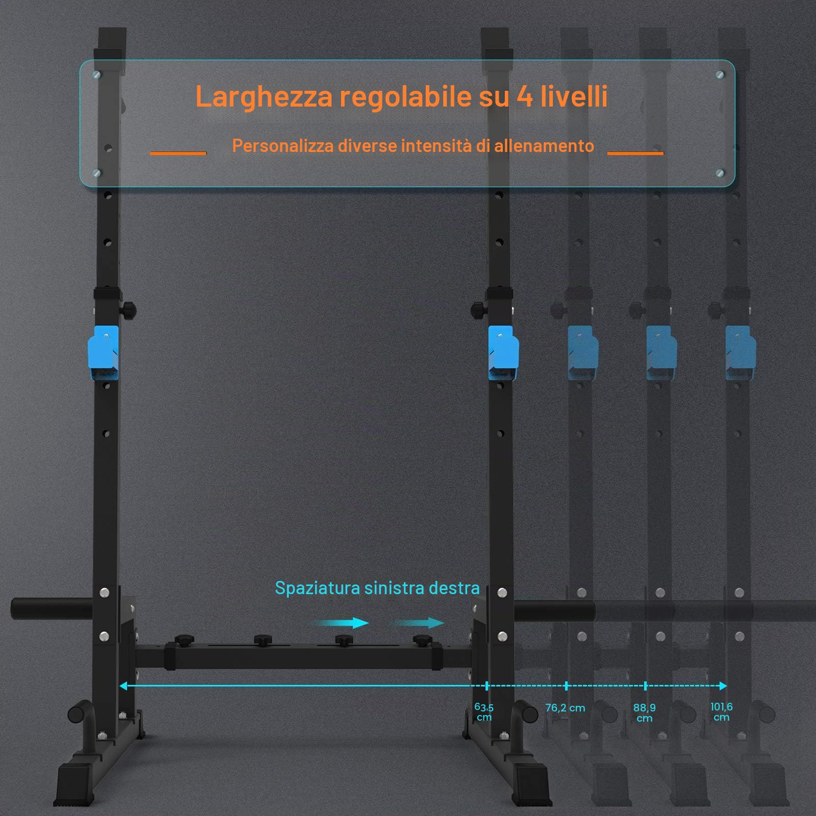 Jx Fitness Supporto multifunzione, rastrelliera per bilanciere, altezza regolabile, per casa, palestra, sollevamento pesi, panca per sollevamento pesi, stazione di spinta portatile