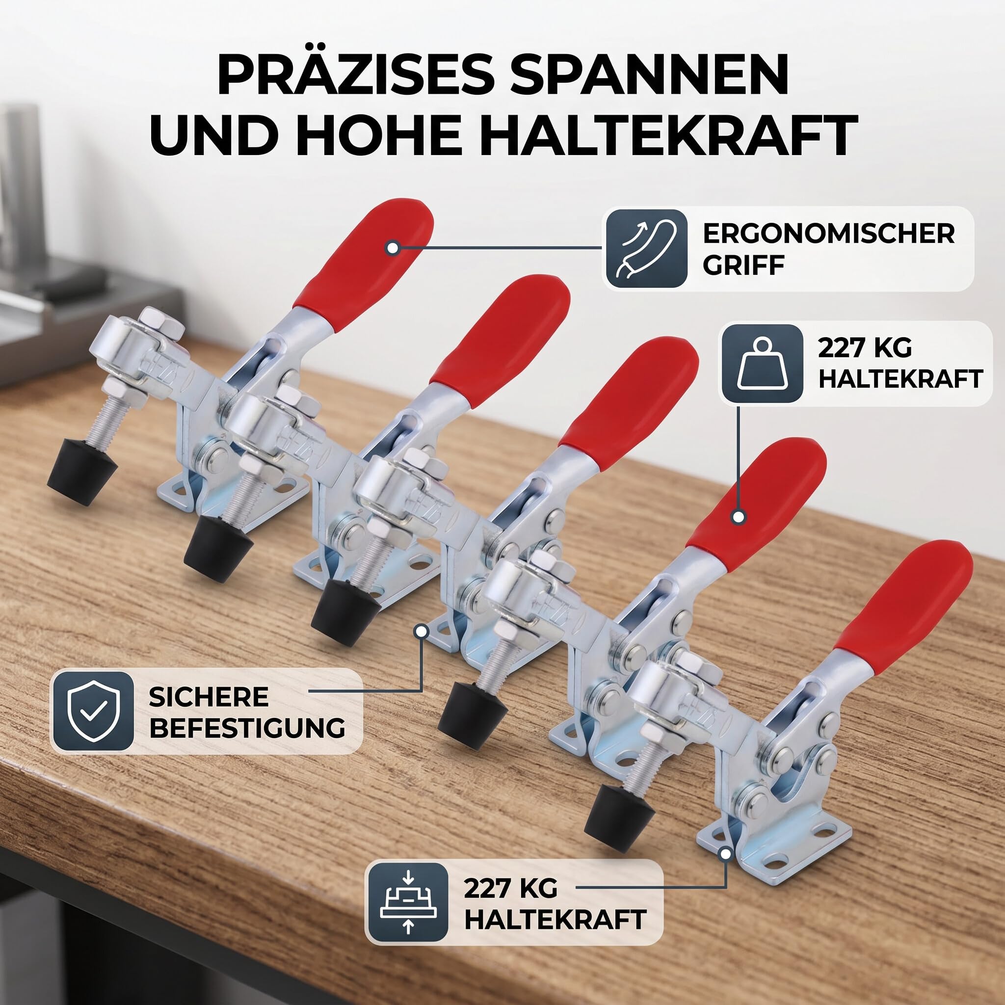 5 Stück Knieschützer Klemmklemme Kniehebelspanner Horizontalspanner Waagrechtspanner Vertikal Klemme Werkbankbefestigungen 227Kg Tragfähigkeit
