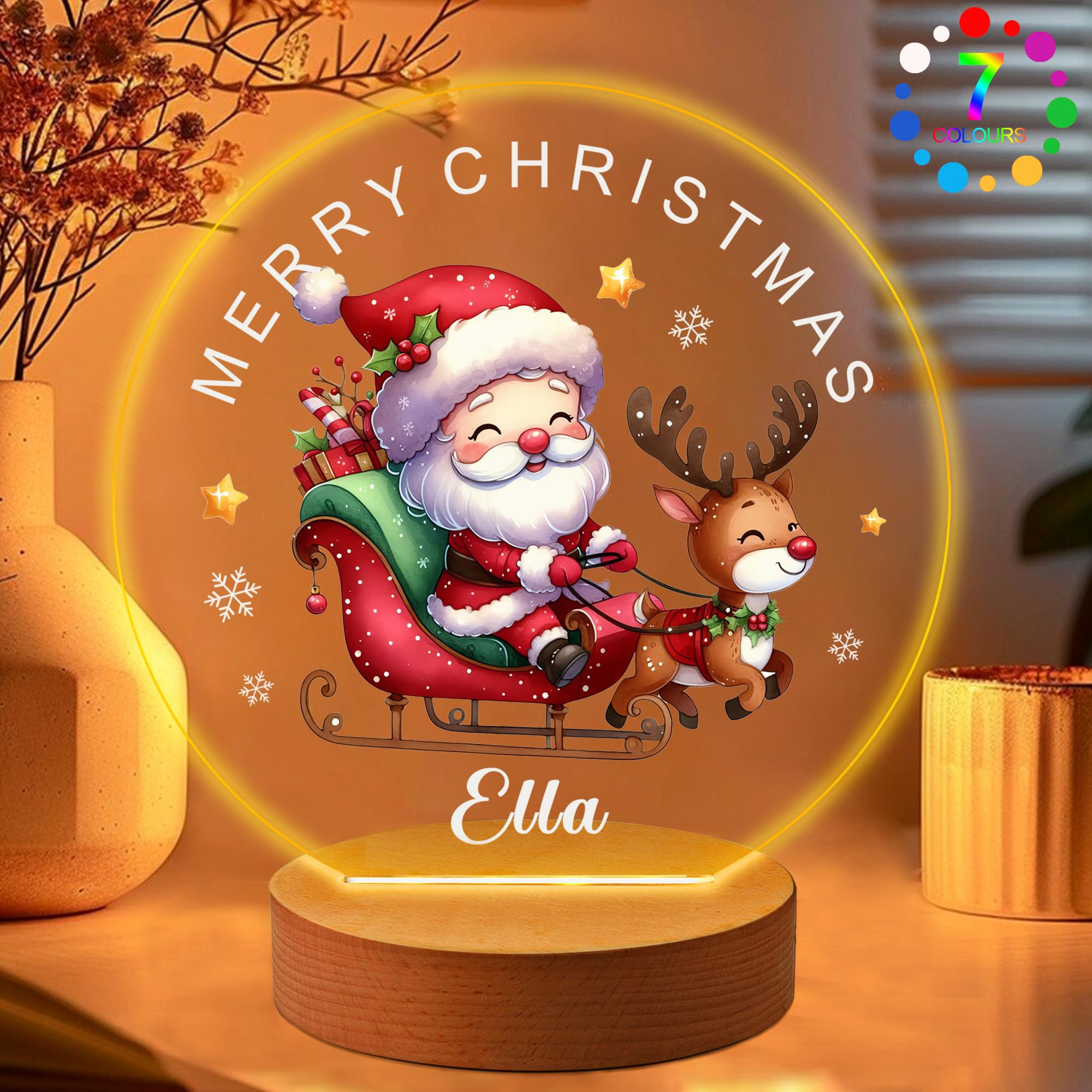 EDSG Personalised Night Light for Christmas - Custom Baby Gift, 7 Colors Acrylic Lamp, Bedroom Decor for Kids, Children, Girls, Boys, Toddlers (Design 1)