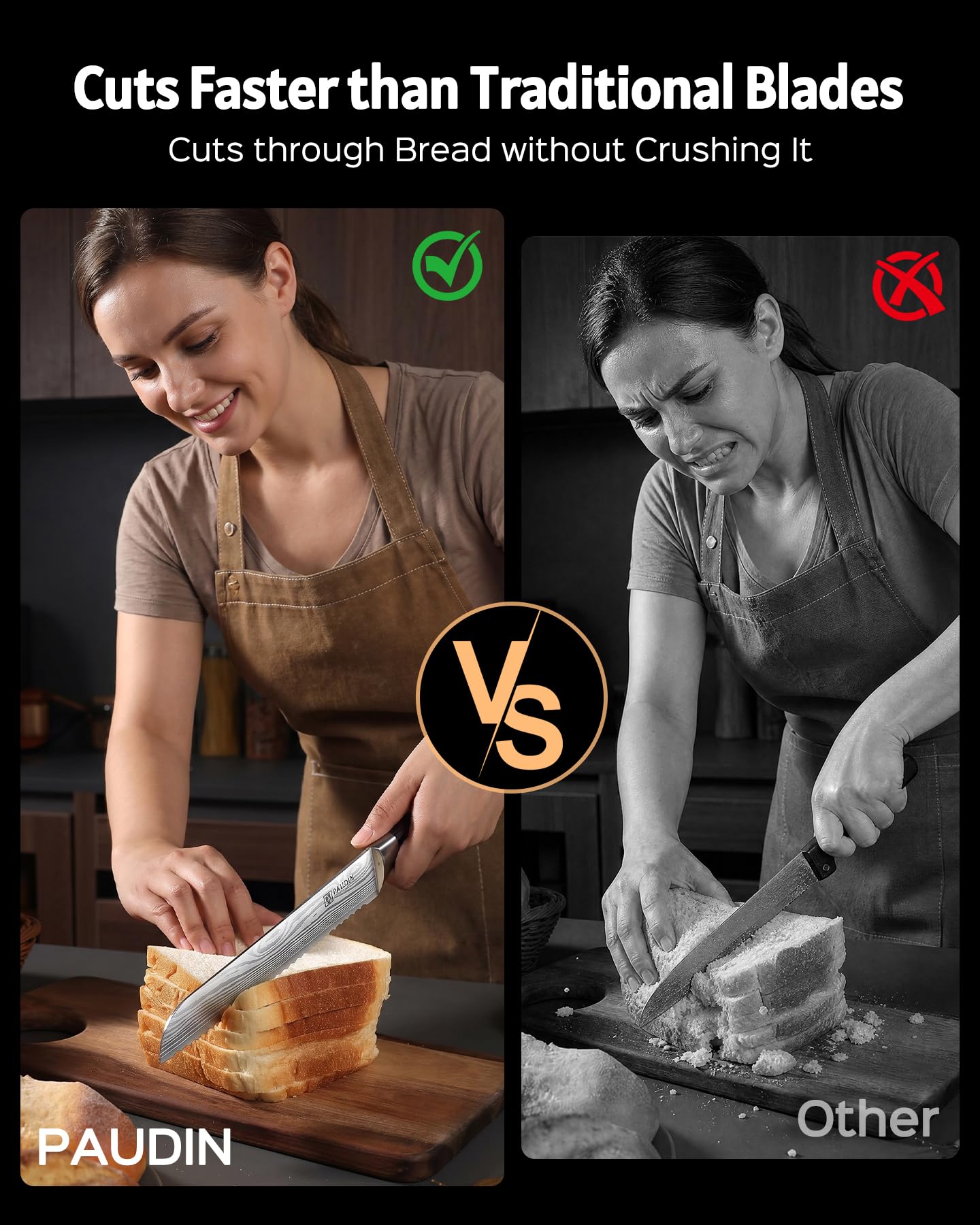 PAUDIN Bread Knife - 8" Serrated for Fresh Bread -3 PAUDIN Bread Knife - 8" Serrated for Fresh Bread -3