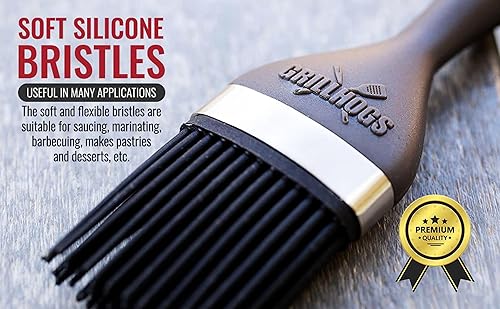 Miniatura 4 de GRILLHOGS Cepillo para hornear salsa de silicona asas de acero inoxidable de alta calidad para pastelería y parrilla apto para lavavajillas y